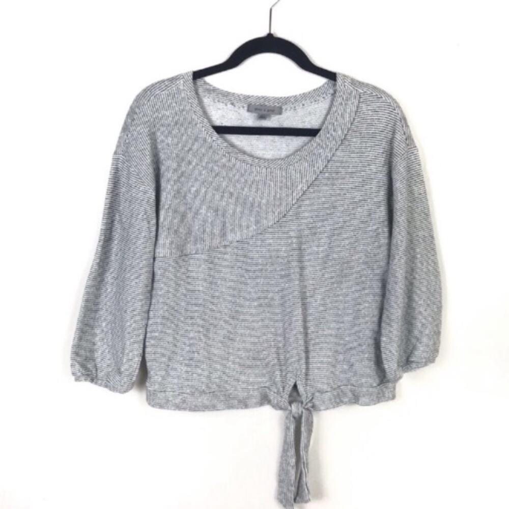 Grey & Gray Medium Striped Sweatshirt Top
